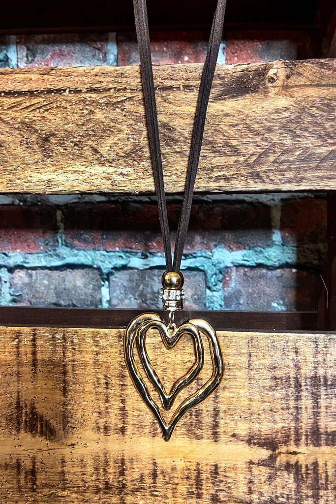 HEART ON HEART 02 PCS SET NECKLACE & EARRING GOLD COLOR