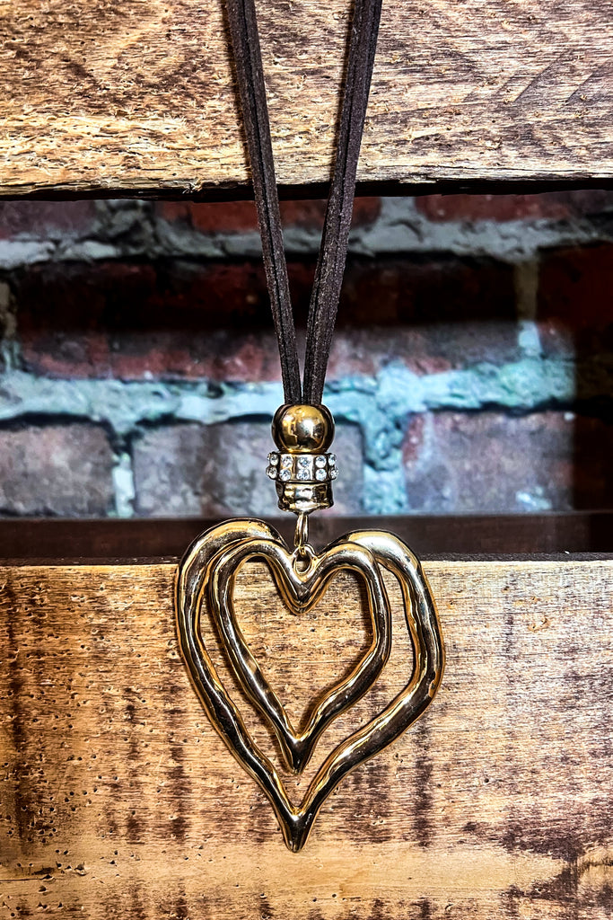 HEART ON HEART 02 PCS SET NECKLACE & EARRING GOLD COLOR