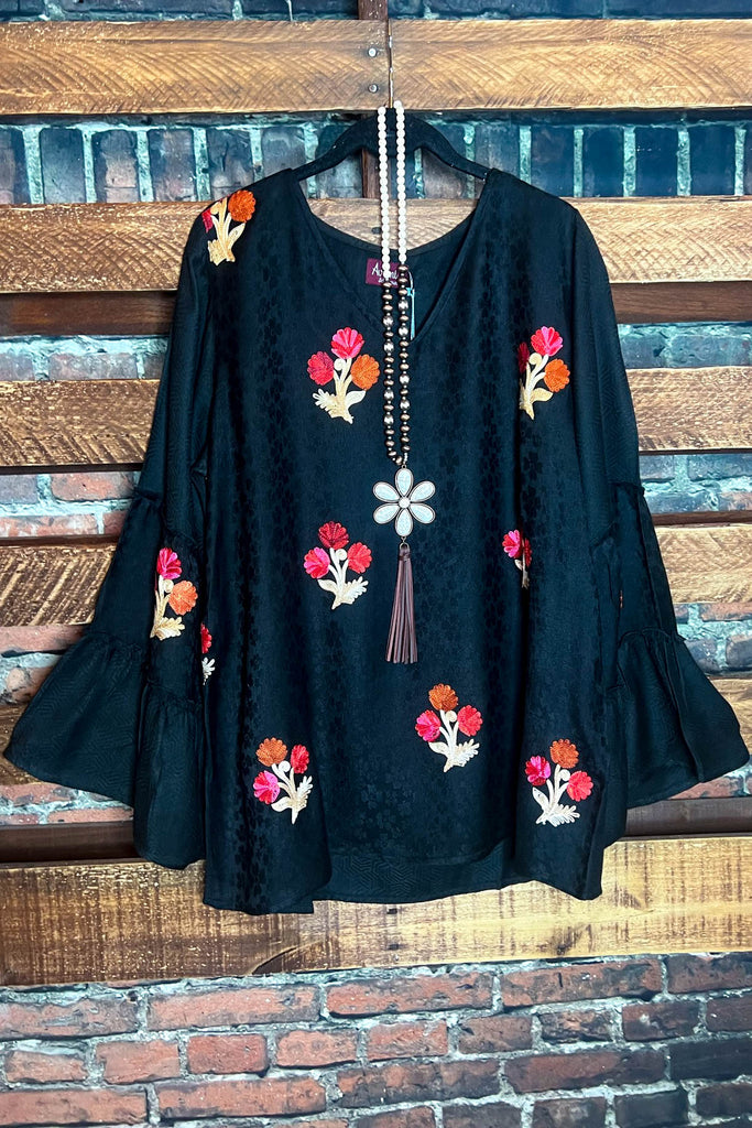 Nature's Beauty Black Embroidered Top-------------SALE