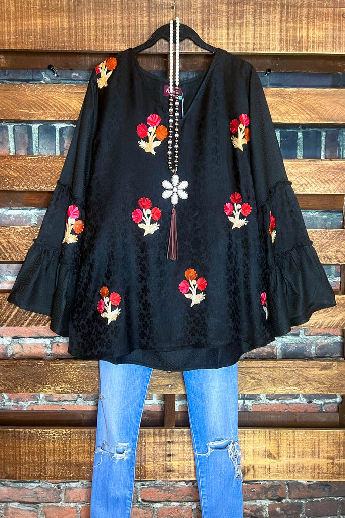 Nature's Beauty Black Embroidered Top-------------SALE