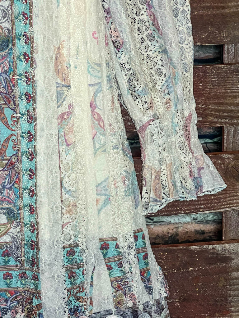 Feel The Love Lace Layered Tunic in Turquoise Multi