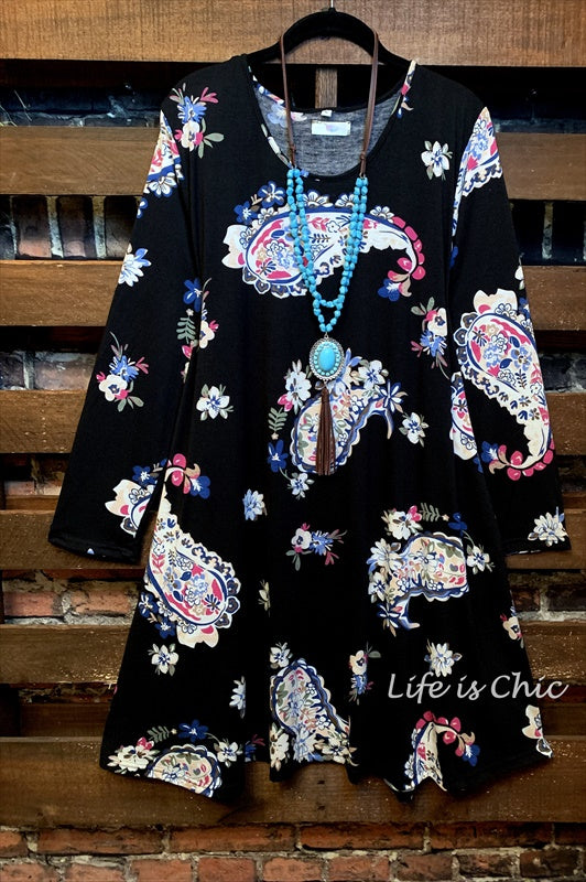 PAISLEY DREAM DRESS IN BLACK MIX---------sale