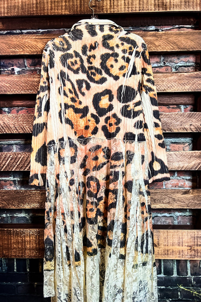 FABULOUS & STYLISH LEOPARD PRINT LACE LONG JACKET CARDIGAN
