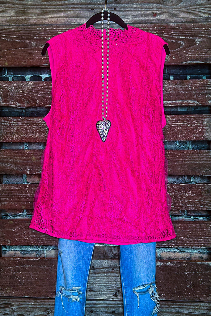 PINK LACE SLEEVELESS TOP-----------SALE