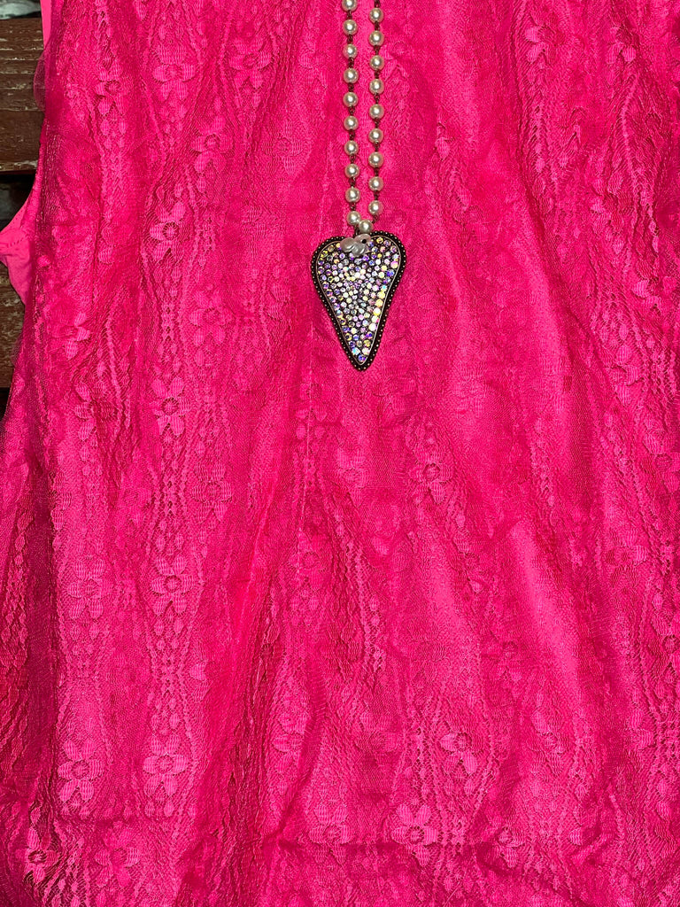 PINK LACE SLEEVELESS TOP-----------SALE