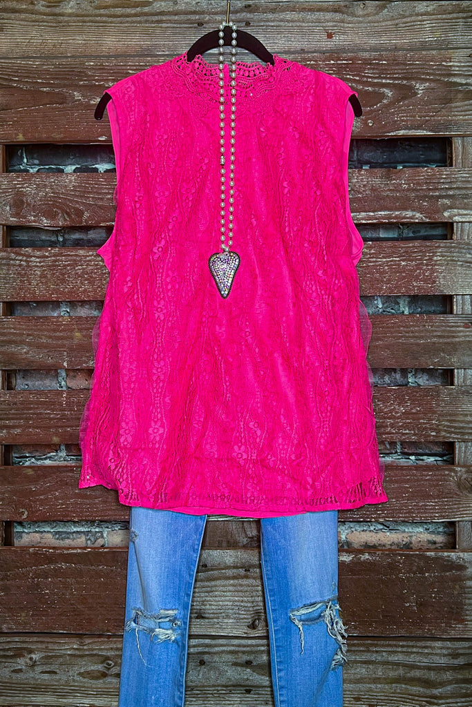 PINK LACE SLEEVELESS TOP-----------SALE