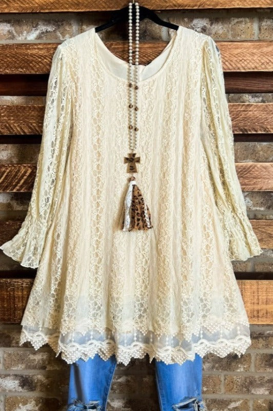 Let Me Call You Sweetheart Beige Lace Layered Tunic