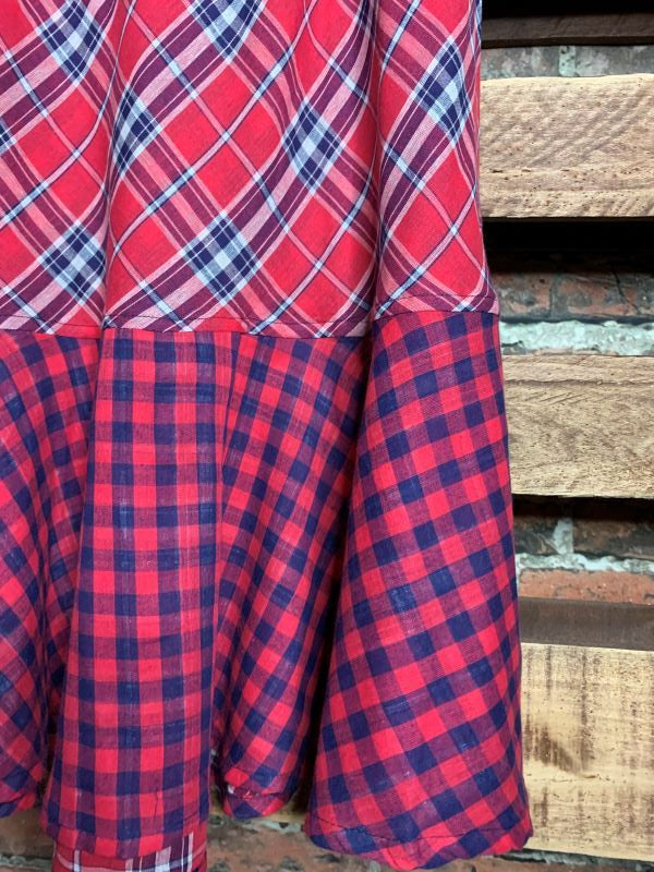 PLAID PRINT IN NAVY & RED DRESS 6-12 SIZE---------SALE
