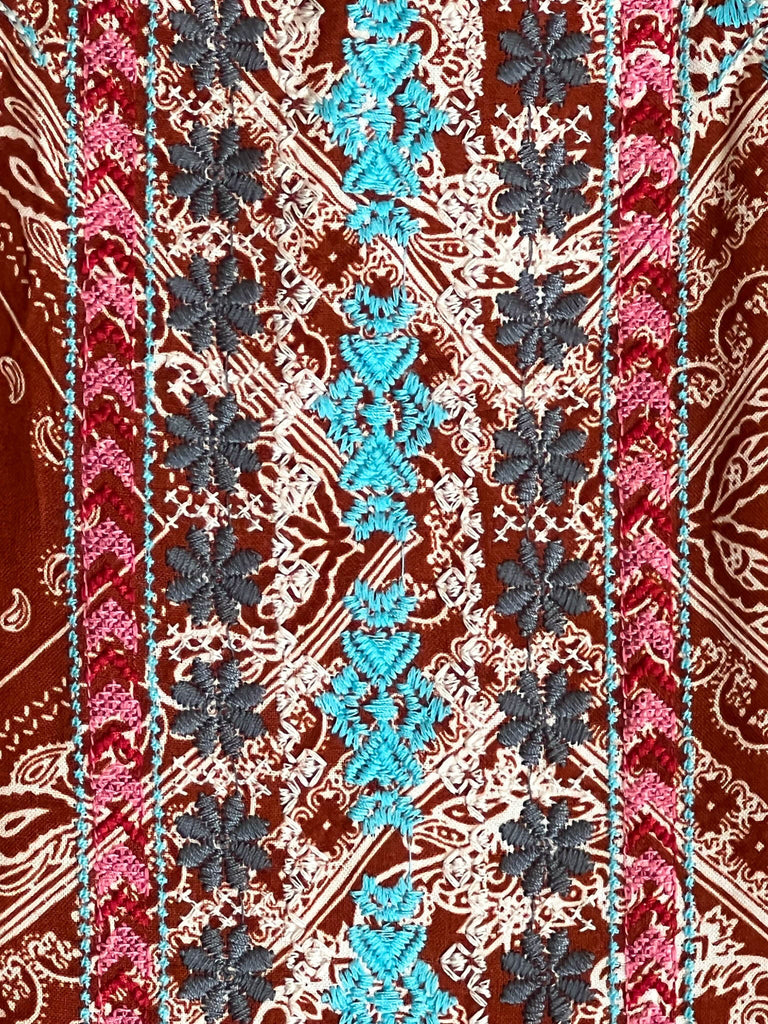 14-18 SIZE - RUSTIC BOHO EMBROIDERED TOP IN RUST--------SALE