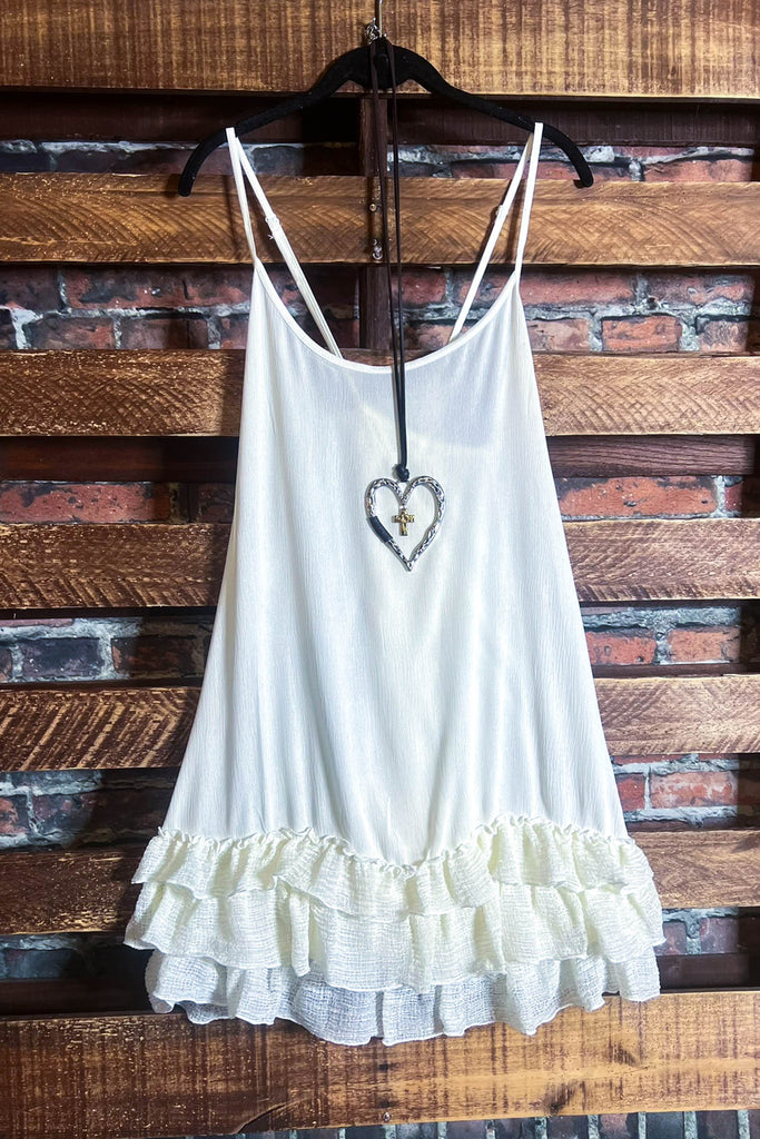 SECRET LOVE IVORY RUFFLE SLIP EXTENDER DRESS