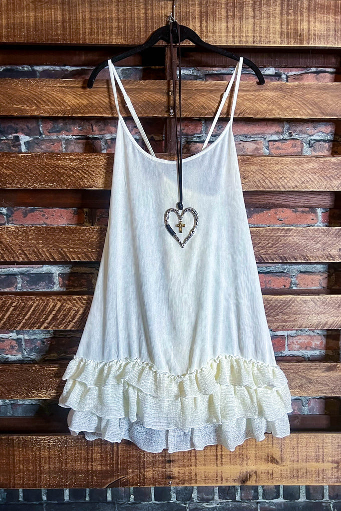SECRET LOVE IVORY RUFFLE SLIP EXTENDER DRESS