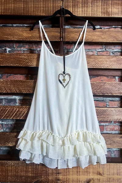 SECRET LOVE IVORY RUFFLE SLIP EXTENDER DRESS