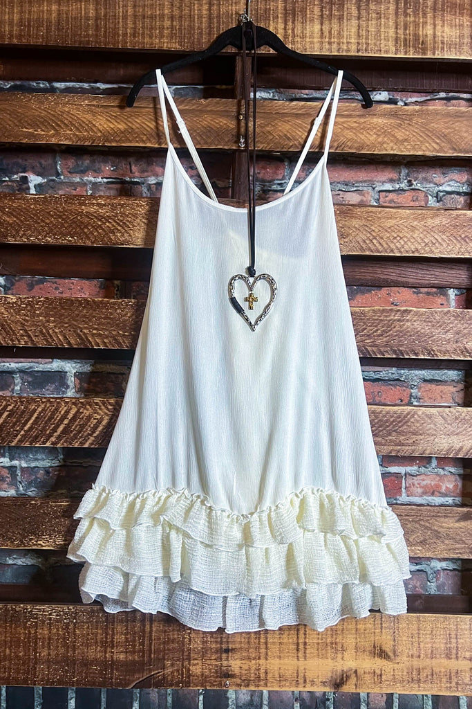 SECRET LOVE IVORY RUFFLE SLIP EXTENDER DRESS