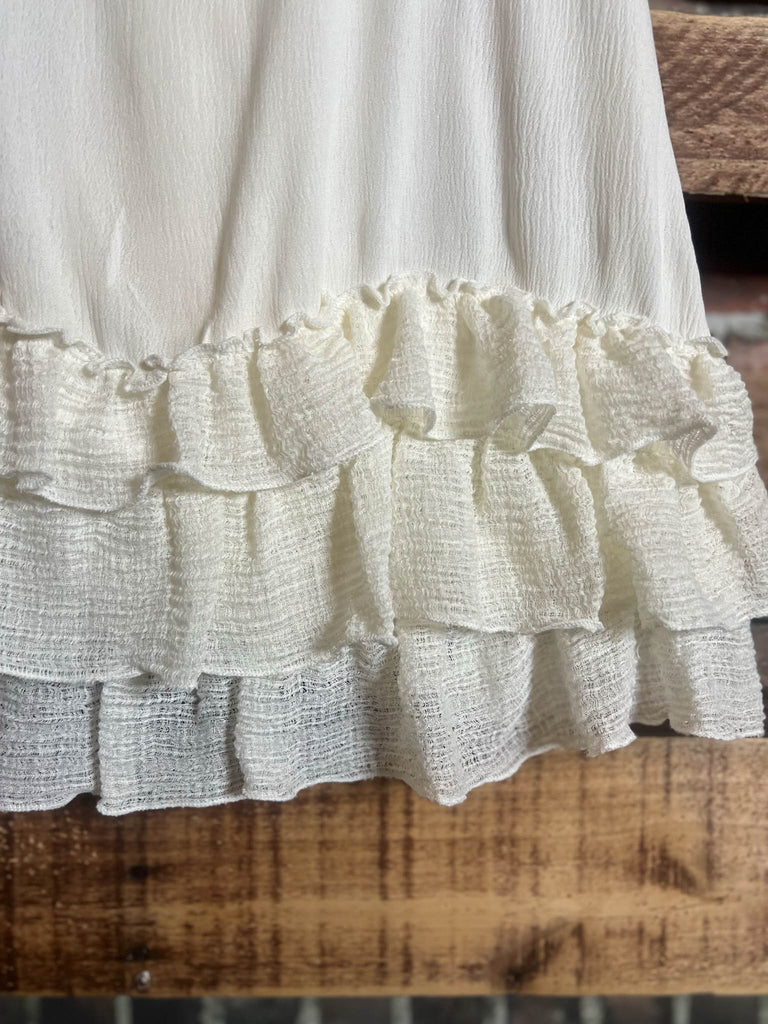 SECRET LOVE IVORY RUFFLE SLIP EXTENDER DRESS