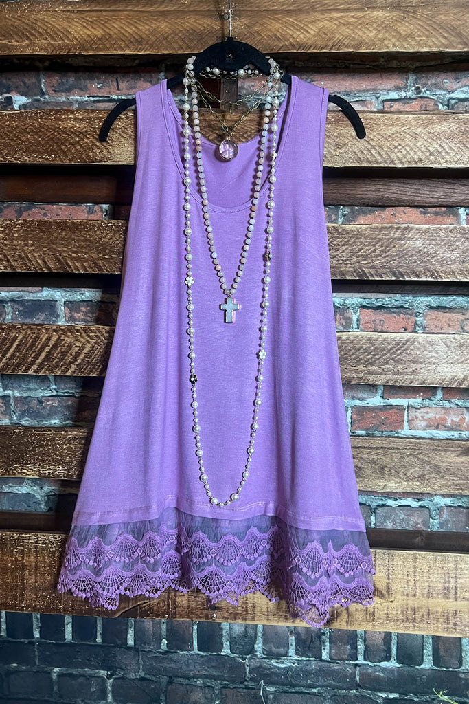 LACE SLIP DRESS EXTENDER TOP CAMI IN LAVENDER-----------SALE