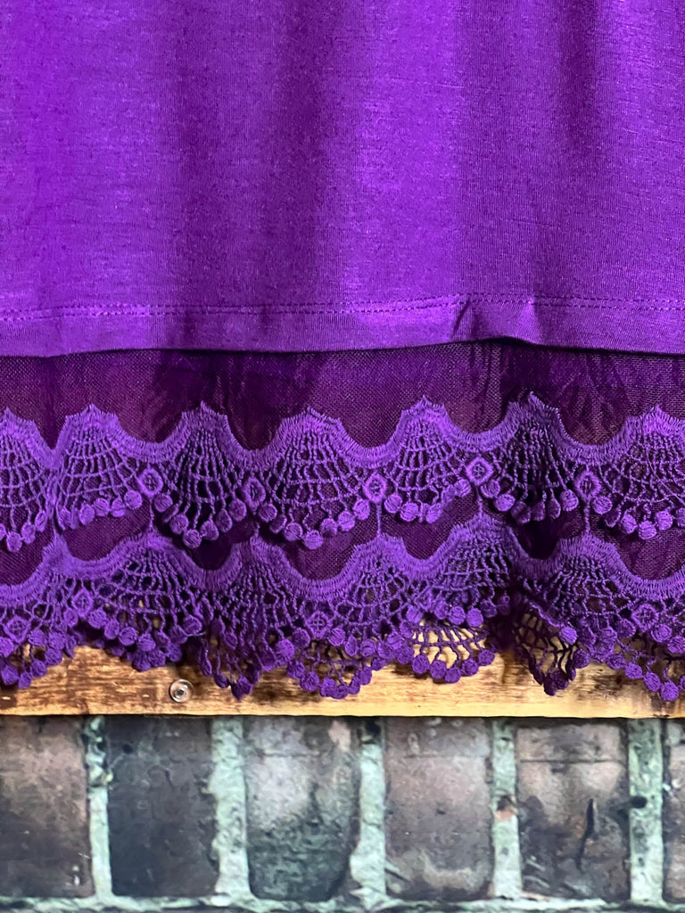LACE SLIP DRESS EXTENDER TOP CAMI IN PURPLE------SALE