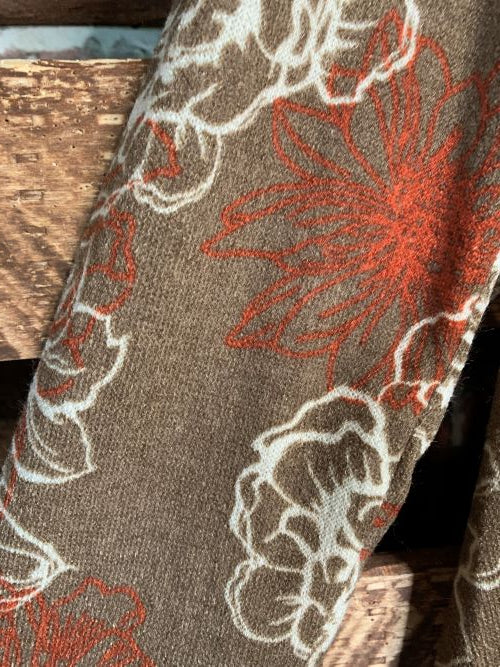 16-24 SOFT FLORAL CARDIGAN IN MOCHA & RUST------------SALE