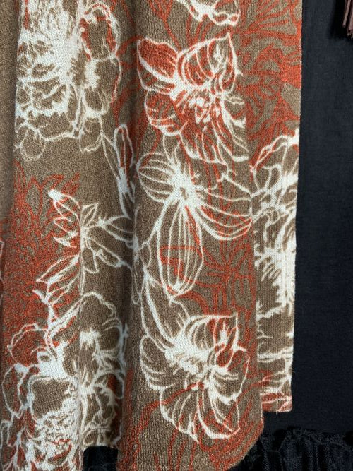16-24 SOFT FLORAL CARDIGAN IN MOCHA & RUST------------SALE