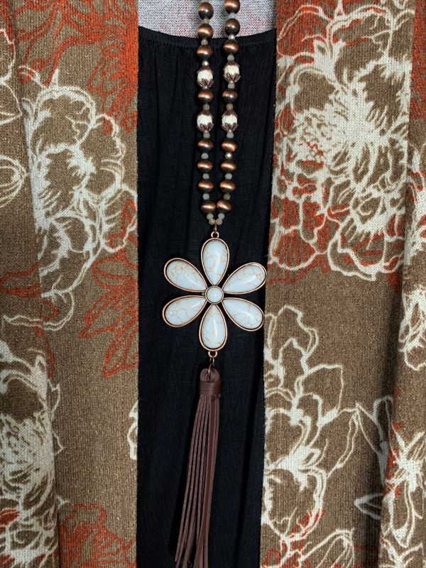 16-24 SOFT FLORAL CARDIGAN IN MOCHA & RUST------------SALE