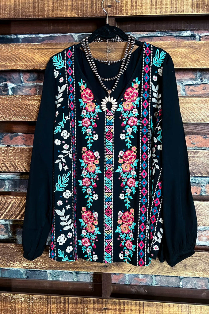 6-12 SIZE - EMBROIDERED TOP IN BLACK--------SALE