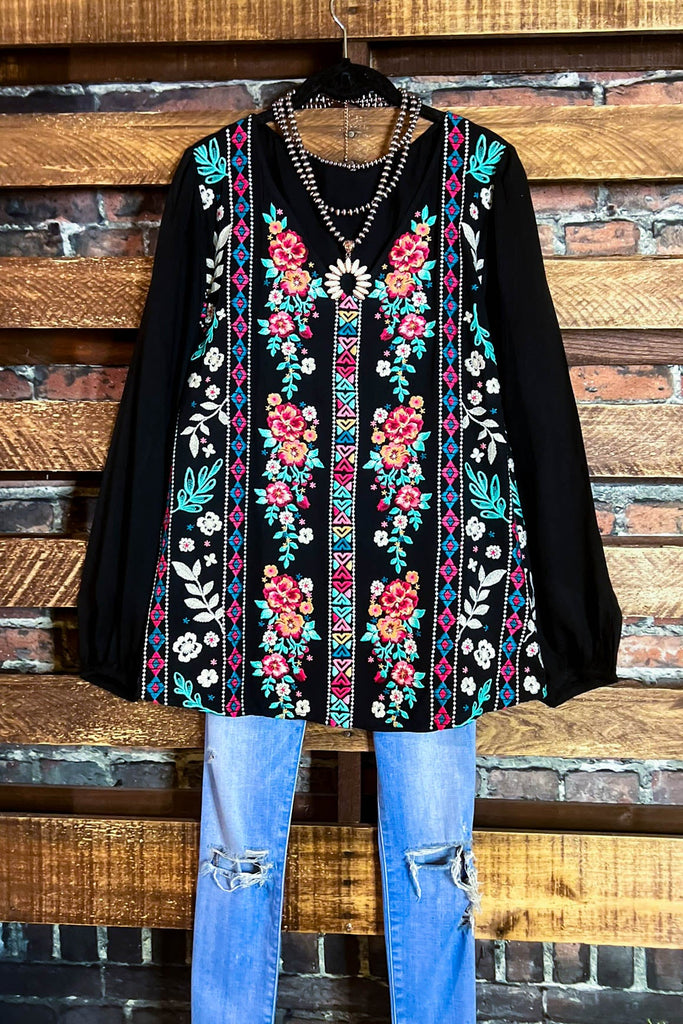 6-12 SIZE - EMBROIDERED TOP IN BLACK--------SALE