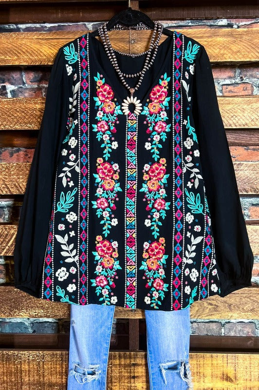 6-12 SIZE - EMBROIDERED TOP IN BLACK--------SALE