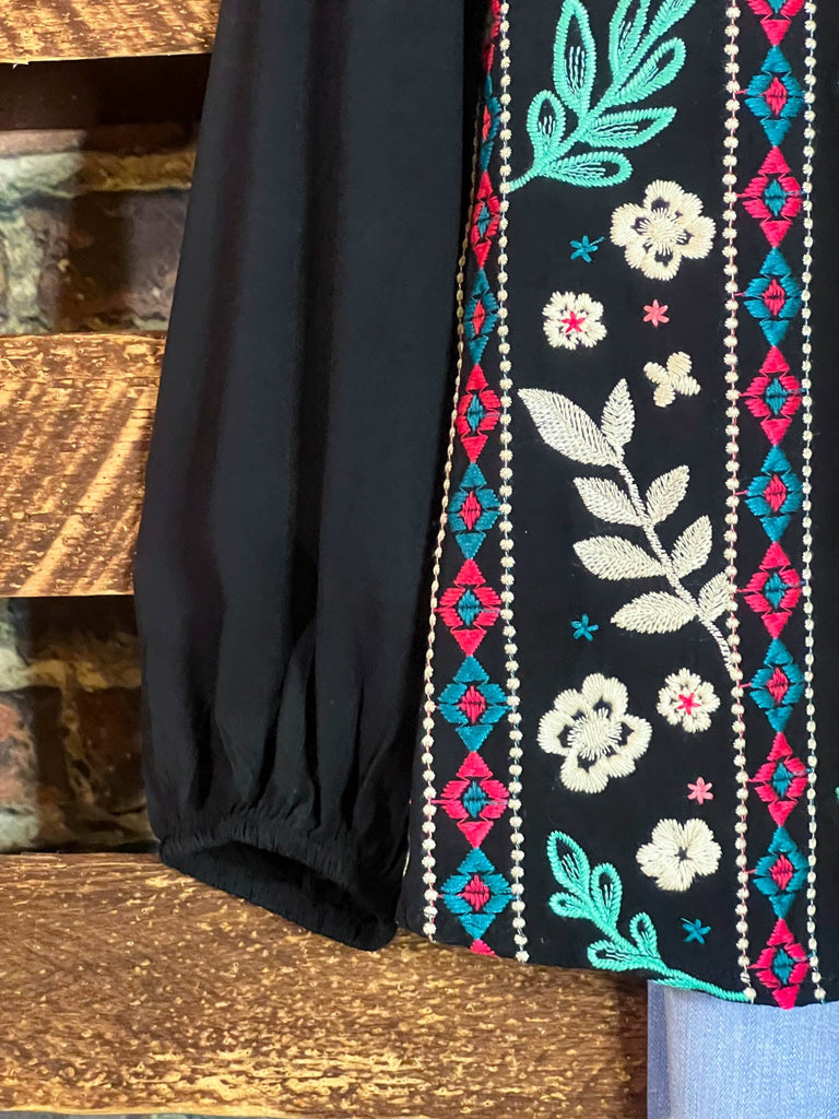 6-12 SIZE - EMBROIDERED TOP IN BLACK--------SALE