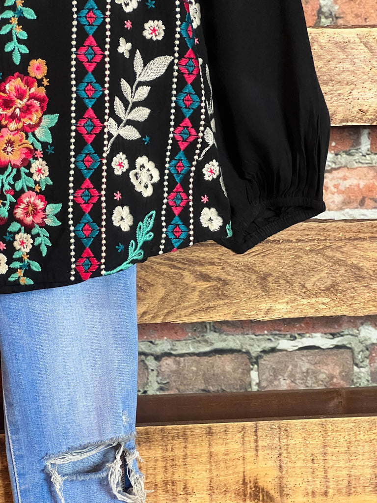 6-12 SIZE - EMBROIDERED TOP IN BLACK--------SALE