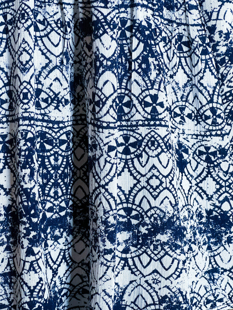 MORNING MUSE NAVY PRINT & IVORY EMBROIDERED TOP