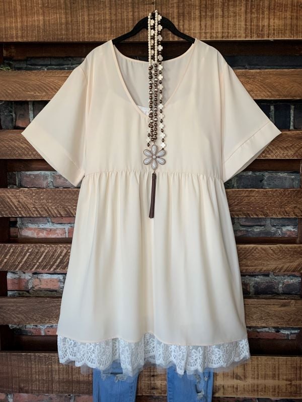 1X - 3X Easy To Love Comfy Casual Tunic in Cream------sale