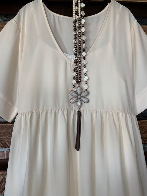 1X - 3X Easy To Love Comfy Casual Tunic in Cream------sale
