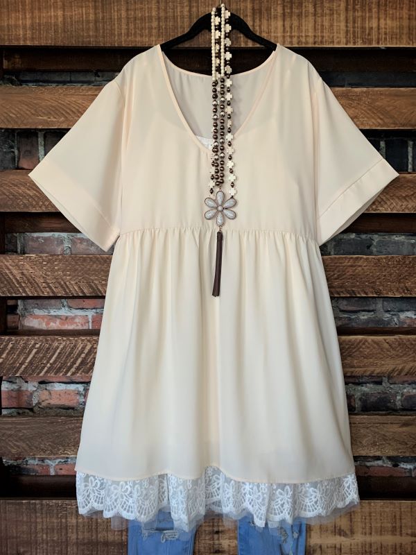 1X - 3X Easy To Love Comfy Casual Tunic in Cream------sale