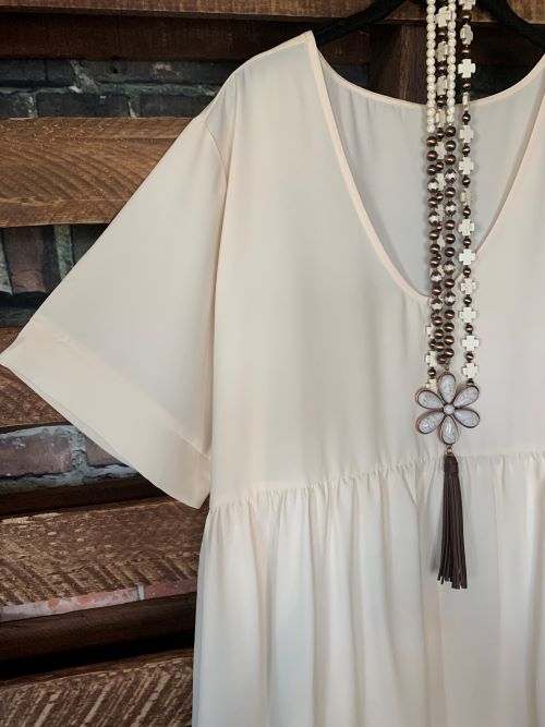 1X - 3X Easy To Love Comfy Casual Tunic in Cream------sale