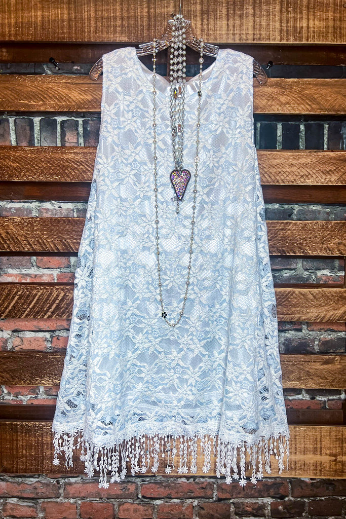 SMALL SZ --- Lace Dress in Light Blue & White --------- Sale