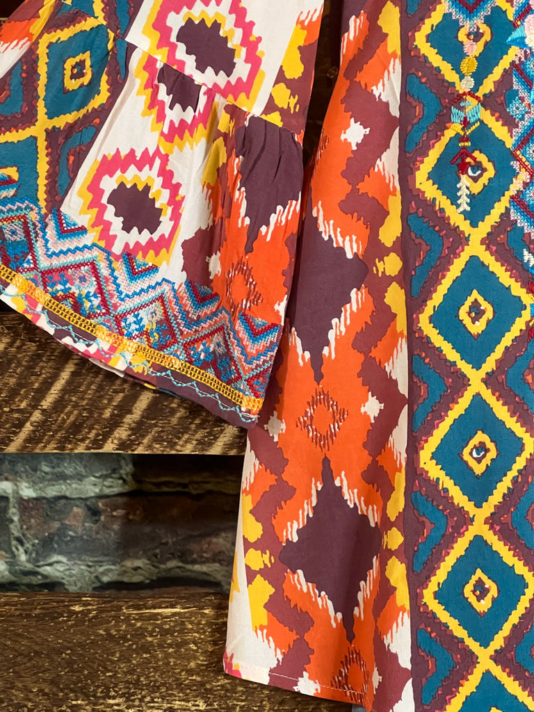 BLOOM INTO BEAUTY EMBROIDERED TOP IN MULTI-COLOR ----------- SALE