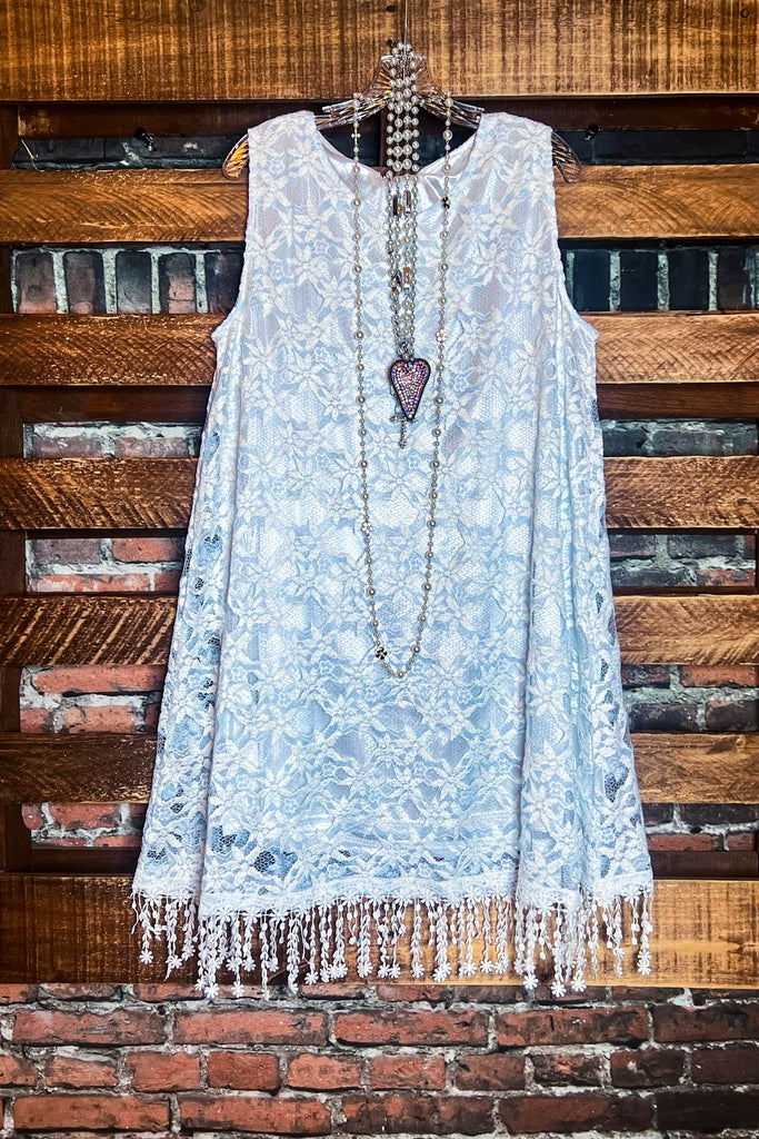 SMALL SZ --- Lace Dress in Light Blue & White --------- Sale
