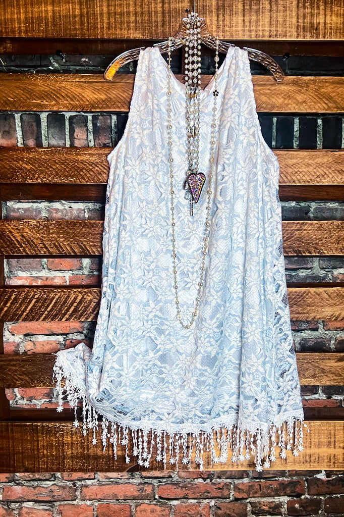 SMALL SZ --- Lace Dress in Light Blue & White --------- Sale