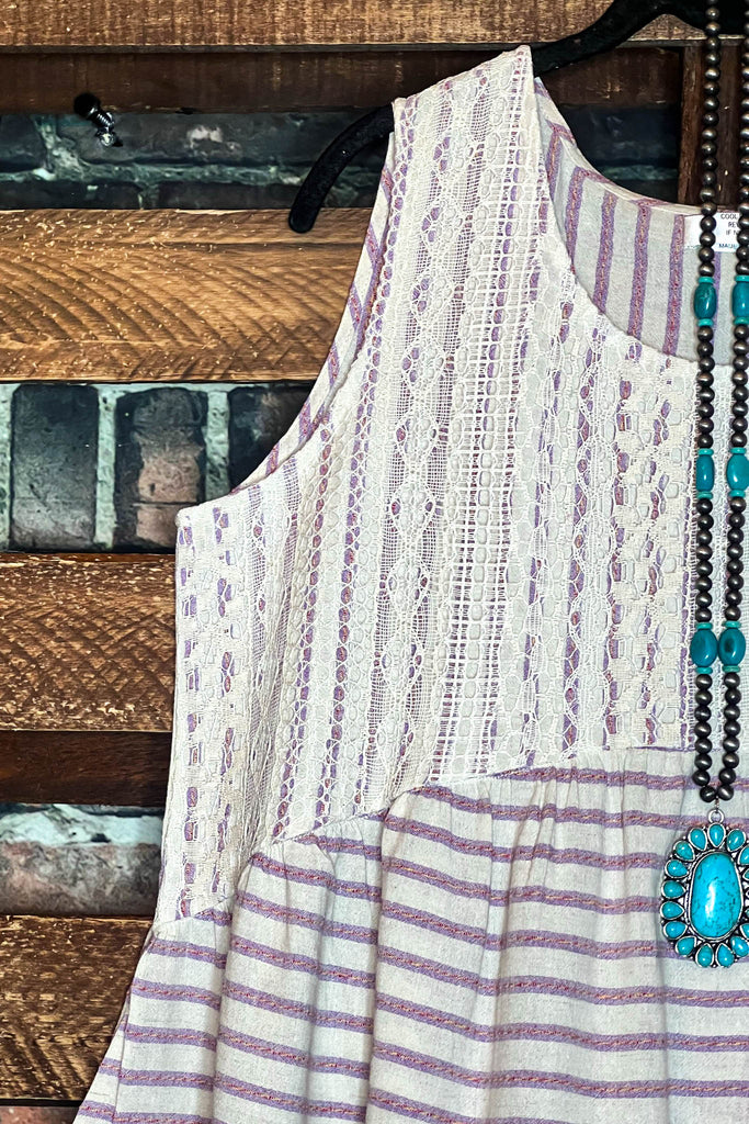 100 % COTTON BABYDOLL TOP IN NATURAL & VIOLET 6-12 SIZE----- SALE