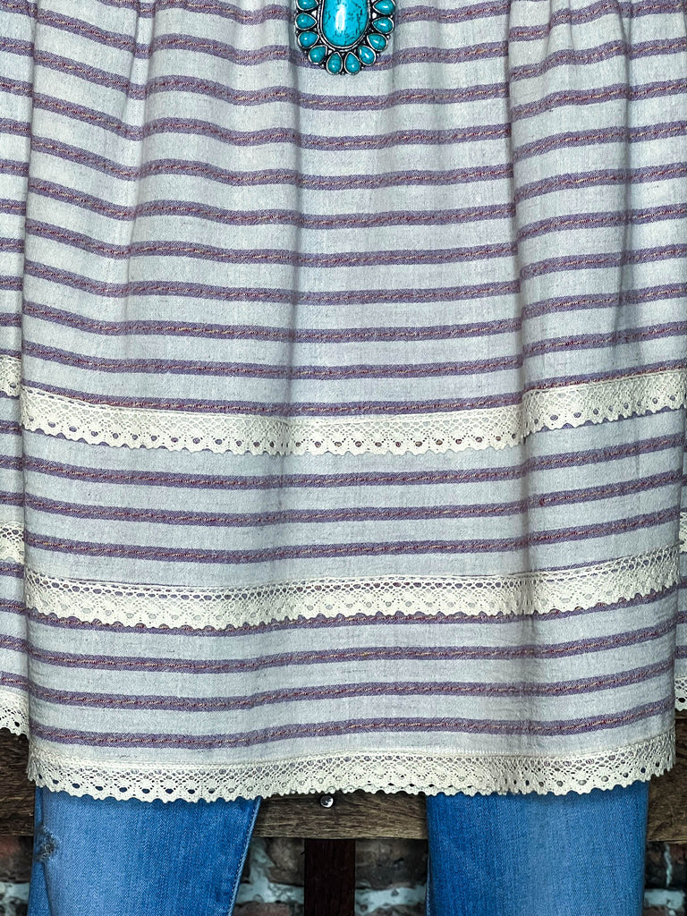 100 % COTTON BABYDOLL TOP IN NATURAL & VIOLET 6-12 SIZE----- SALE