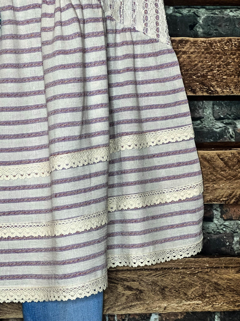 100 % COTTON BABYDOLL TOP IN NATURAL & VIOLET 6-12 SIZE----- SALE