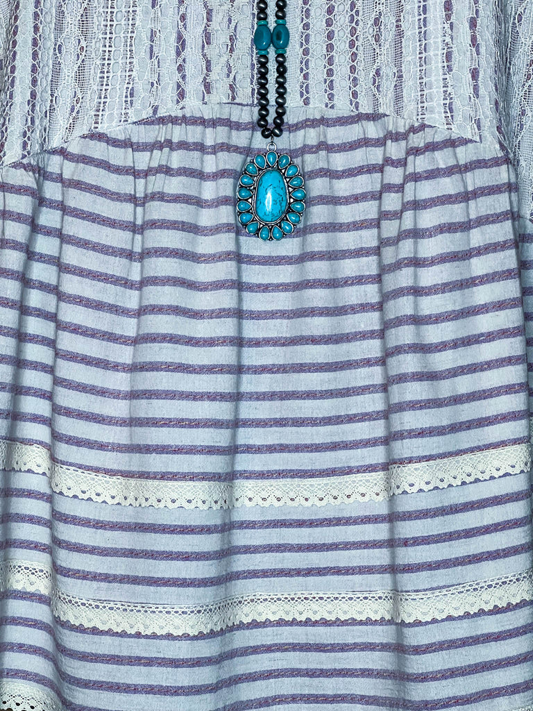 100 % COTTON BABYDOLL TOP IN NATURAL & VIOLET 6-12 SIZE----- SALE