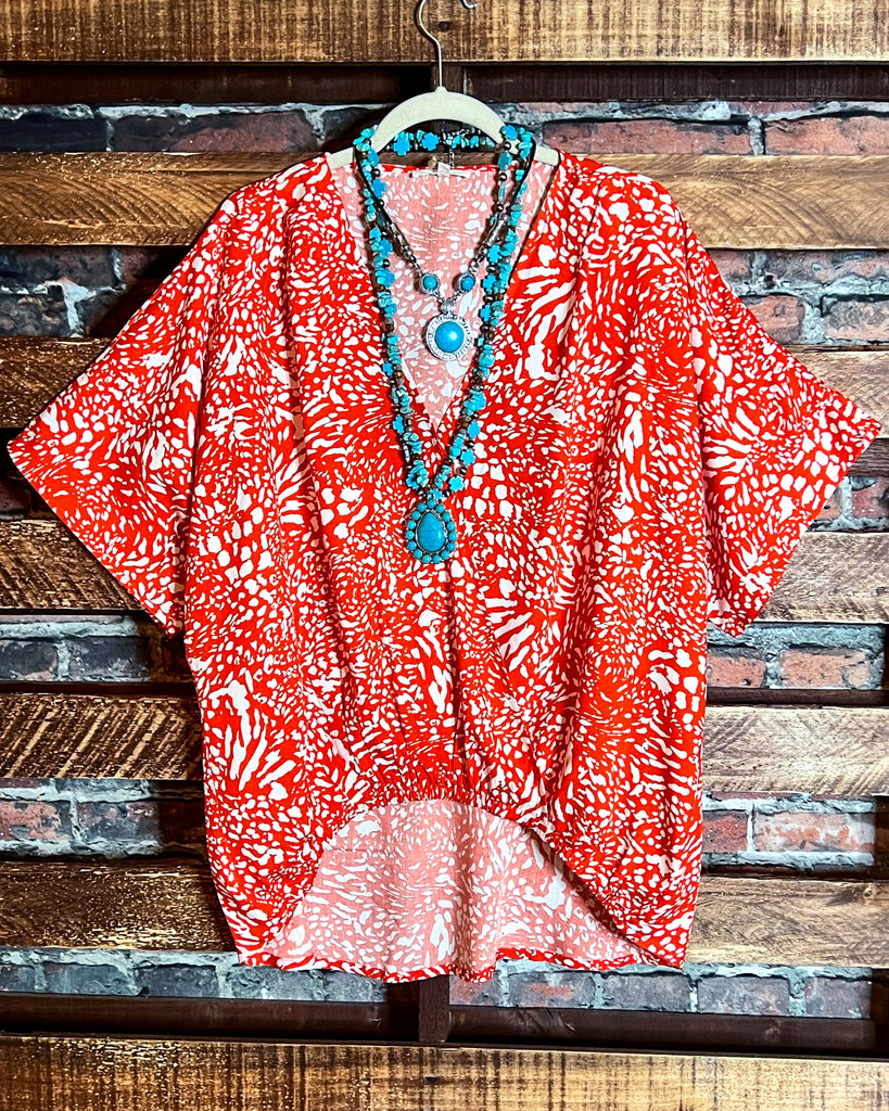 18-20 SIZE- LEOPARD PRINT TOP IN ORANGE --------- SALE