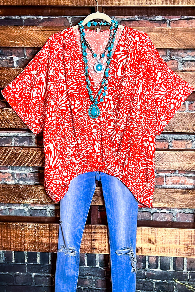 18-20 SIZE- LEOPARD PRINT TOP IN ORANGE --------- SALE