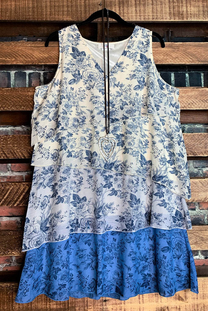 Dress In Beige & Blue 6-10 Size --------Sale