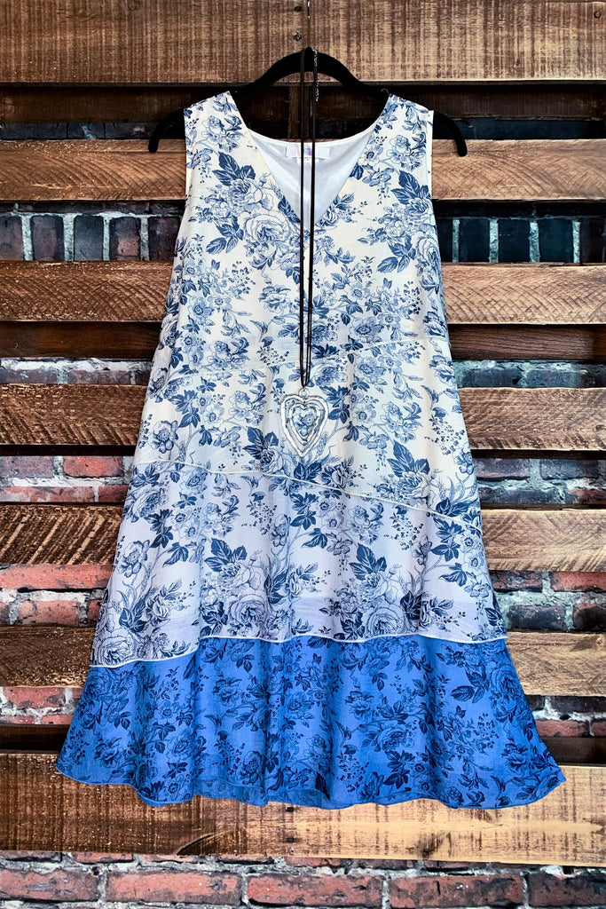 Dress In Beige & Blue 6-10 Size --------Sale