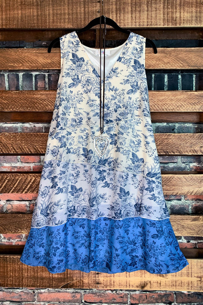 Dress In Beige & Blue 6-10 Size --------Sale