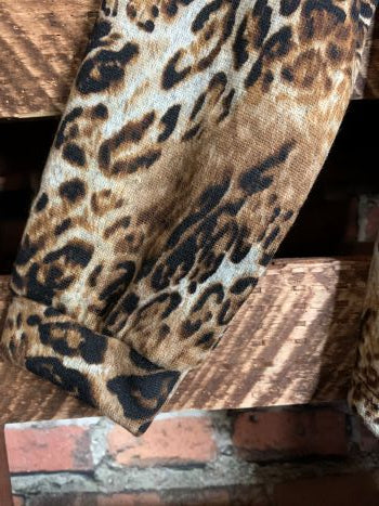 2X - RUFFLE SLEEVE SWEATER TUNIC IN LEOPARD---------SALE