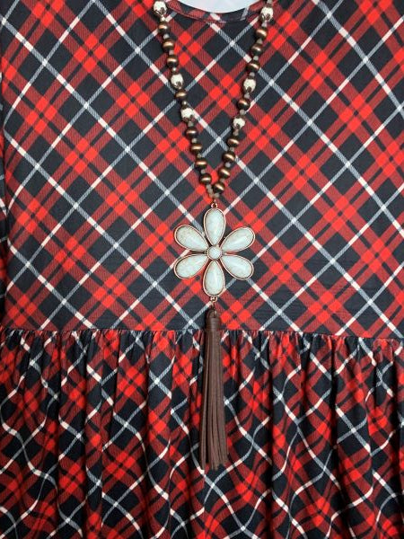 TOUCH OF SWEET PLAID DRESS IN RED MIX SMALL SIZE-------------SALE