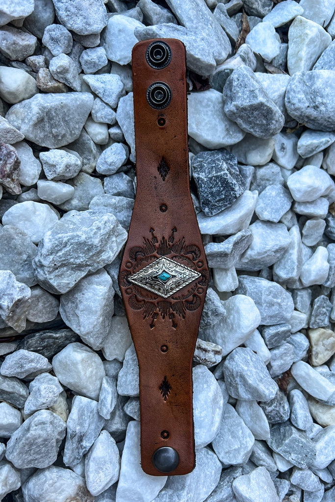 BOHO CUFF BRACELET IN BROWN LEATHER