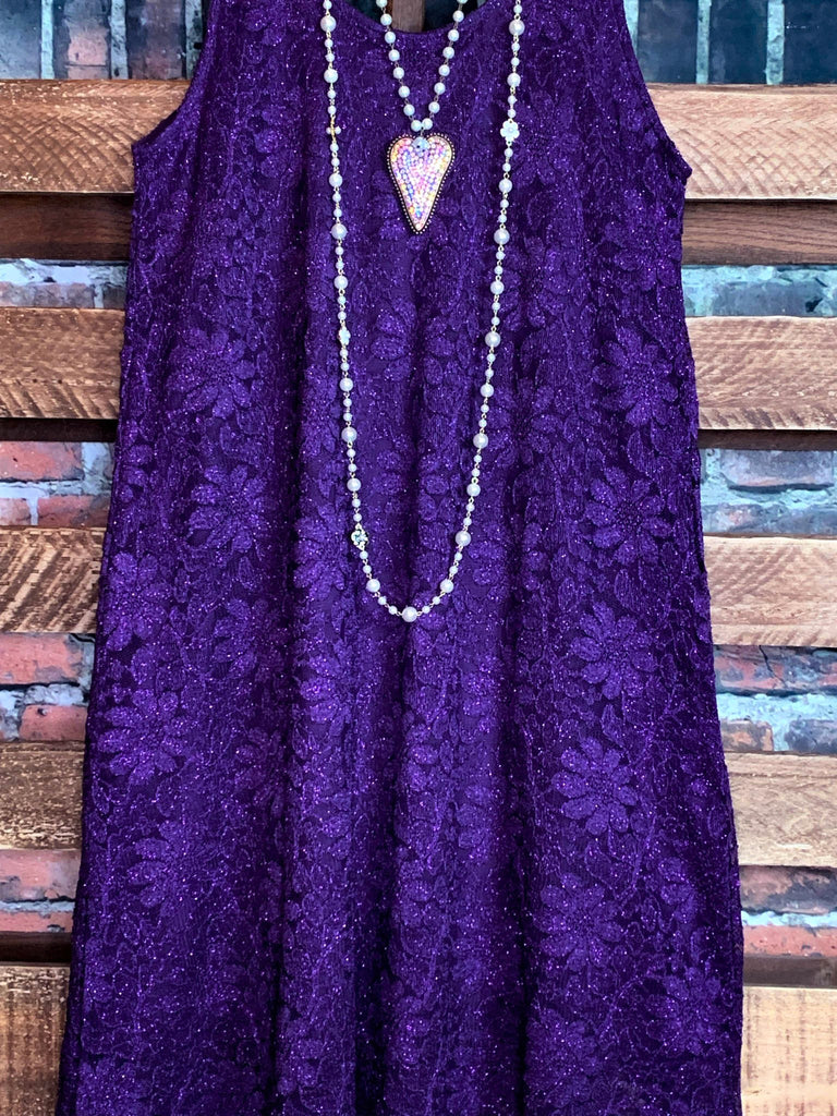 LOVELY DAY PURPLE LACE SPARKLE DRESS 6 - 14------------SALE